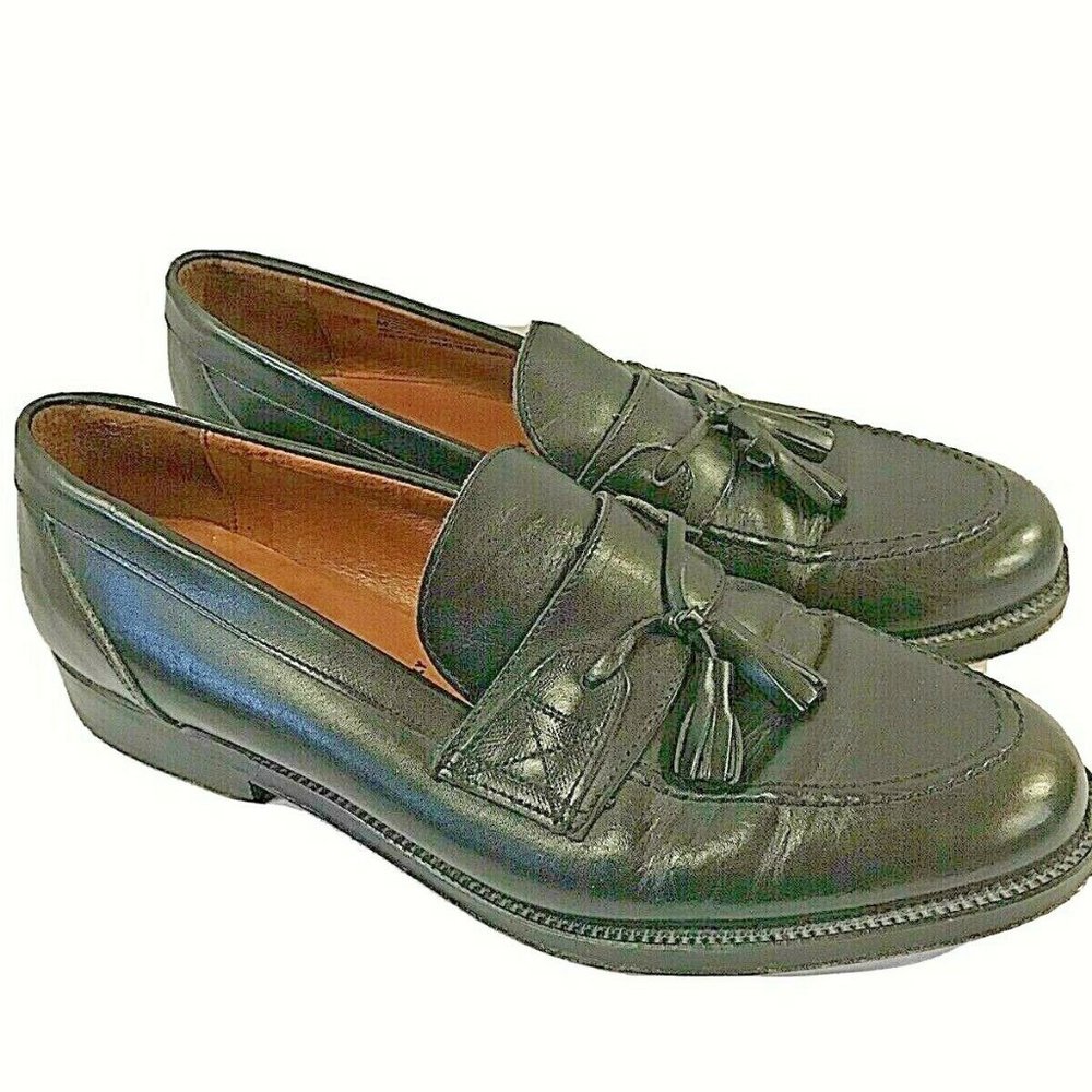 Mens 10.5 Shoes Black Leather Tassel Italy